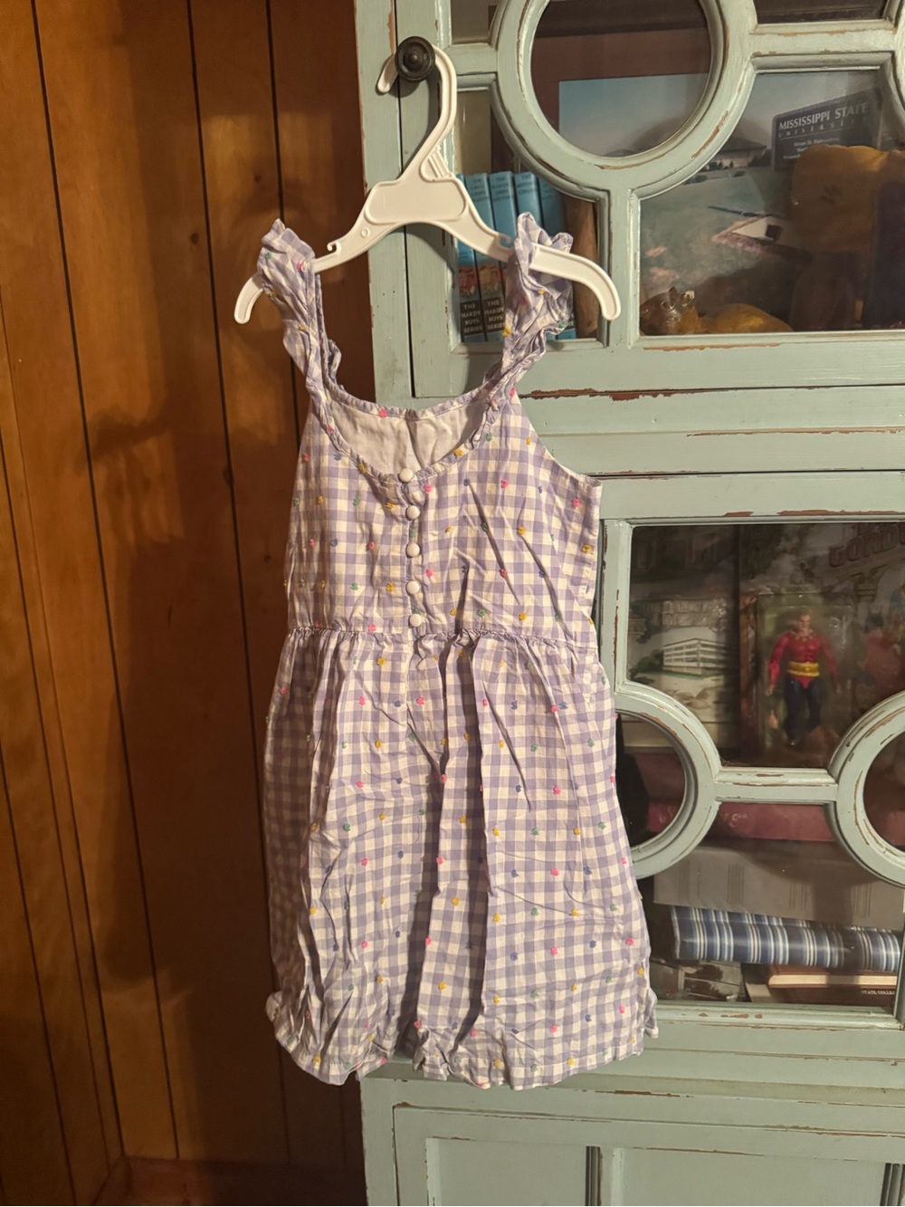 Girls' Lavender Gingham Romper Ruffle Straps Size M Gap Kids C6